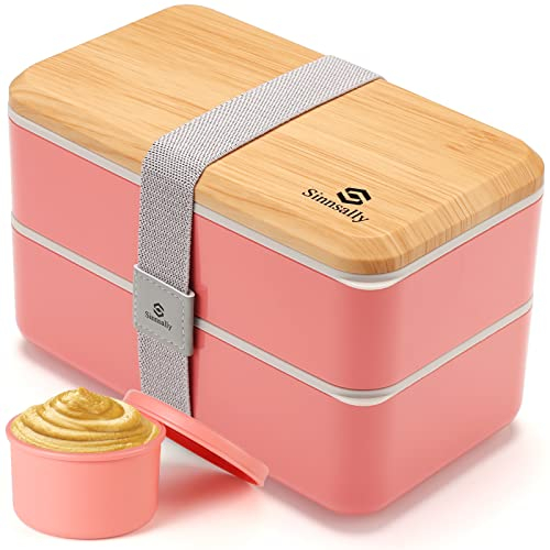 Sinnsally Bento Lunch Box Adulte,1400ml Boite à Bento,Boîte à Lunch,Boîte à Déjeuner,Boite Bento pour Salades,Collations,Boite Repas Compartiments avec Accessoires,Bento Japonais Design avec Couverts