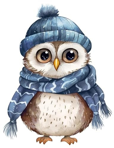 20 Servietten Winter Eule in blauer Winterkleidung als Tischdeko. Papierservietten mit Motiv. Auch für Decoupage und Serviettentechnik 33x33cm