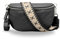 ADEL Bauchtasche Damen Echtleder Emma Silber Handgemachte Umhängetasche Crossbody Bag mit Optionalen Breiten Gemusterten Riemen Stylische Hüfttasche Made in Italy (Schwarz-Silber 2, Medium)