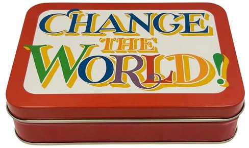 Geschenkdose Design Emma Bridgewater - Liebevoll gestaltete rechteckige Bonbondose - Motiv Change the World - Bonbondose, Keksdose, Blechdose - Maße (L x B x H) 14,2 x 10,1 x 3,7cm Vol. ca. 530ml