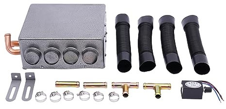 QWBDNMQP 12V Universal Auxiliary Heater Underdash Heater 4 Ports with Speed Switch Compact Heater for Car or Truck Minivans Excavators Harvesters