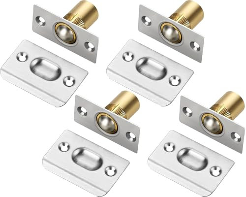 Litensh 2 piezas de accesorios ajustables para puerta de armario, rodamientos de bolas invisibles, pestillo de puerta de resorte para puertas interiores, color plateado