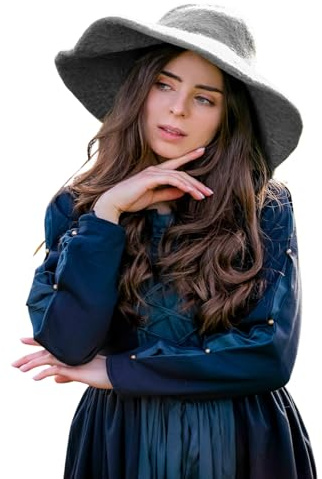 Leonardo Carbone® Damen Kopfbedeckung Handgefertigter Hut Eleganz | Breite Krempe | Mittelalter Stil | Karneval, Halloween, Cosplay, LARP, Hexenhut, Kostüm | 100% Wolle