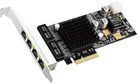 Tlfdknffids Scheda di Rete Poe PCIE A 4 Porte 10/100/1000M Gigabit Industrial Ethernet Converter PCI-e 1x Adattatore Chip Intel350