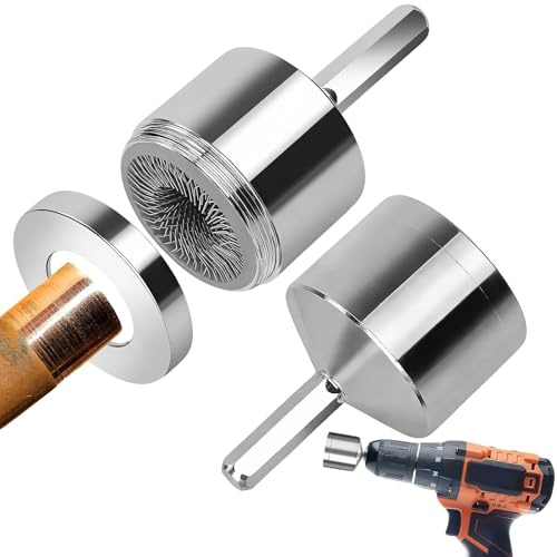 2PCS Copper Pipe Cleaner for Drill, 15MM+22MM Pipe Deburring Tool, Heavy-Duty Metal Tube Cleaning Accessory for Plumbers & DIY Enthusiasts