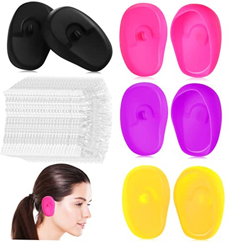 DECOMELODY 4paia Copridito Silicone Per Orecchie Tappi Riutilizzabili Per Colorazione e Doccia Impermeabili e Regolabili Da Colorati Facili Da Trasportare e Adatti Per Ogni Occasione