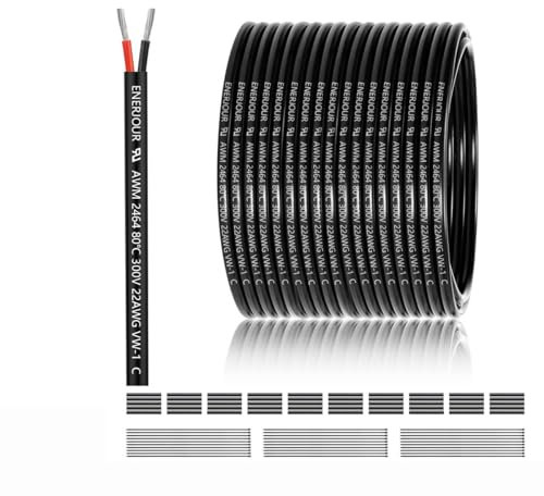22 AWG 2 x 0,3 mm² 2 cables de 45 metros, 2 hilos de cobre estañado, PVC 22 AWG 2 conductores para CC 5 V/12 V/24 V, iluminación LED, cable de extensión, coche, etc., certificación CE