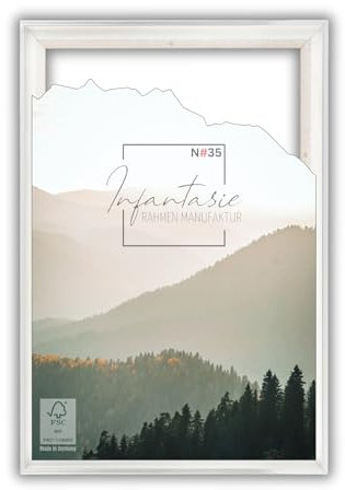Infantasie 'N°35' Schattenfugenrahmen für 40x120 cm Keilrahmen | Weiss Silber | MDF-Holz Bilderrahmen für Keilrahmen Leinwände inkl. Aufhänger und Montagematerial
