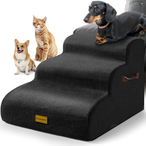 Gimars Escalera para Perros con Espuma 30D, 3 escalones estables de 40 cm, Funda Lavable, Base Antideslizante, rampa para Perros pequeña, Escalera Perro para Cama, sofá, Coche