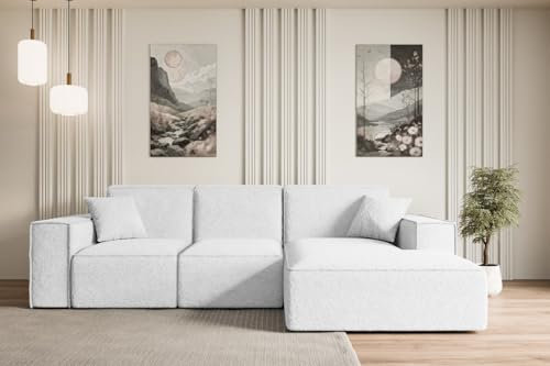 ALTDECOR Ecksofa mit Schlaffunktion und Bettkasten Corner Sofa Bett Eckcouch Couch L-Form Schlafcouch Ausziehbar Wohnlandschaft Schlafsofa Cauchsofa Serra-L-S - 266x165x73 cm Weiß