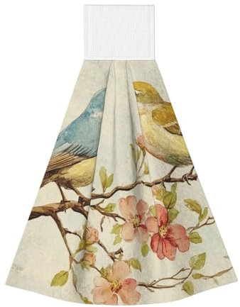 DFJMASFKOL Panno multiuso in pile con uccelli colorati e paesaggi naturali, stile vintage, primaverile, per schizzi, polvere, macchie