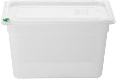 Hygiplas Click PP 1/3 GN Container with Lid, 200mm 6.9Ltr, Pack of 4 | Includes 7 colour-coded clips to easily prevent cross-contamination and organize busy commercial kitchen storage.