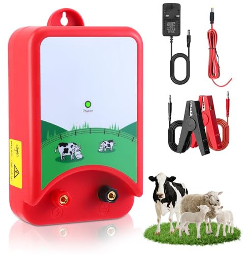 Electric Fence Energiser 12v, Waterproof Electric Fence 2J Output for 10Km Range 3 Ways Solar Power Supply High Voltage Pulse Controller for Protect Poultry Livestock Cattle Sheep Horse Large Animals