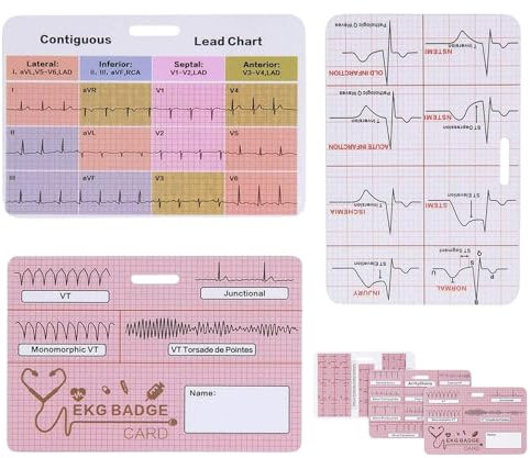 Smart Cardiac Companion EKG -Cortes De Referencia De De Enfermería Con Fines De Lucro -3x ECG Guía Clínica De Enfermería ER Telemetría RN Suministros Cardíacos Accesorios De De
