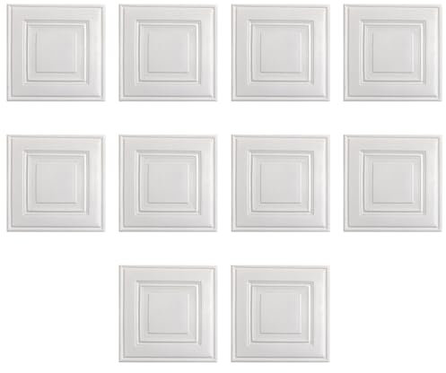 lopituwe 10pcs White Grid Panels Peel and Stick 3D Wall Panels for Kitchen Bathroom Ceiling Self Adhesive Shock Wall Panels Foam, A, 10 PCS