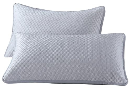 BESTORI kühlender Kissenbezug 2er Set Weiche Atmungsaktiv 48 x 74 cm Haare/Haut schonende Kissenhülle Abkühlung Sommer für seitenschläferkissen, Grau