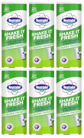 Neutradol Shake It Fresh Carpet Deodoriser, Super Fresh, 6 x 350g | Super Fresh Scent, Odour Neutraliser, For Carpets & Rugs, Carpet Freshener