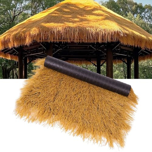Artificial Straw, Synthetic Straw, Grass Roof, Tiki Bar Roof, Used for Garden Fences, Roofs, Tiki Cabins, Bars, Party Decorations, Robust and Durable with a Long Service Life (1 x 10 m)
