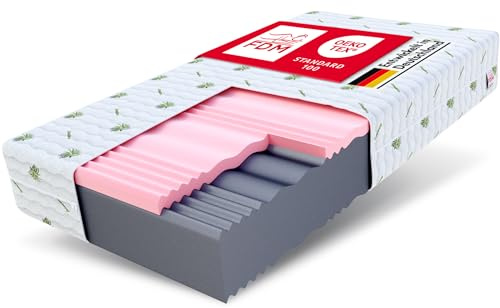 FDM Matratze 120x200 cm Härtegrad H3 H4 Höhe 24 cm Kaltschaummatratze HR-Schaum Visco-Schaum 7 Komfortzonen mit Hypoallergenem Waschbarem Aloe Vera Bezug Oeko-Tex Lunera Max Double