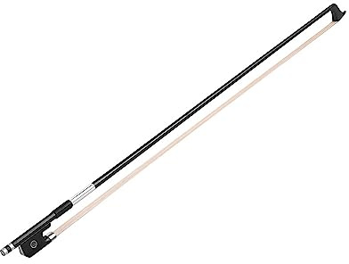 POENVFPO Professioneller 4/4-Cellobogen, Runde Stange aus Kohlefaser mit Ebenholzfrosch, Weißem Rosshaar, Ausgewogenes Design für Musiker