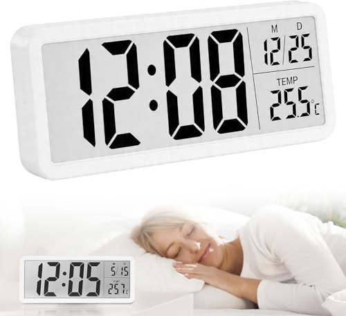 Digitale Wanduhr, Wanduhr Digital Mit Temperaturanzeige Und Hygrometer Datum, Wecker Digital Digitale Uhr Großes Display Digitaluhr Digitalwecker Digitaluhr Wand Für Wohnzimmer Schlafzimmer Büro
