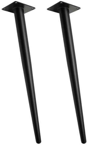 SHINEOFI Pieds Fuselés de Meubles en Métal Mat Noir 45 CM, Lot de 2, Supports Inclinés pour Bureau et Canapé, Accessoires Robustes pour Mobilier d'Intérieur
