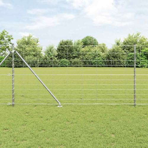 Tonture Galvanised Steel Fence Post 50 x 1.2 m for Garden Fence, Privacy Screen, Wire Mesh, Double Rod Mat, WPC, Metal, Wood, Patio, Weatherproof, Secure Property Protection