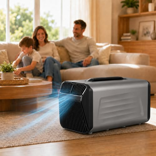 JIMINHUIXIN Condizionatore Portatile 5200 BTU 400W per Tenda Camper, 12V/24V/220V Climatizzatore Silenzioso con Compressore, Basso Consumo, Raffredda Fino a 10㎡, Timer 24H, per Campeggio E Esterni