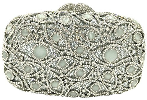 Santimon Damen Abendtasche Clutch Handtasche Kristall Abend Handtaschen Diamant Unterarmtasche Hochzeit Party Glitzer Tasche Luxus Silber