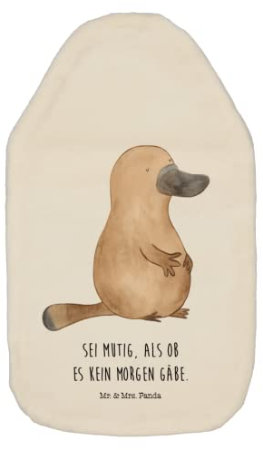 Mr. & Mrs. Panda Wärmflasche Schnabeltier Mut - Geschenk, Motivation, Wärmekissen, Kinderwärmflasche, Meer, Raodtrip, Kleine Wärmflasche,