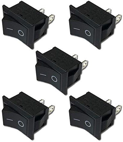 5 Stück Premium Ein Aus Einbau Wippschalter Schalter On Off DIY AC 250V 220V 125V 10A 12V 2Pin Schwarz Rechteck