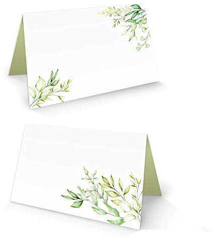 Tischkarten Floral, 100er Set: Namensschilder für Hochzeit, Geburtstag, Taufe, Konfirmation & Kommunion, Festdeko Tisch, Platzkarten zum Beschriften, Tischkärtchen Sommer & Frühling, 8,5 x 5,5 cm