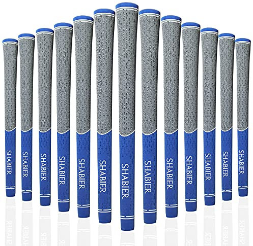 SHABIER Set di impugnature da golf multicomposte, impugnature da golf, confezione da 13 pezzi, in gomma ad alta trazione e feedback per mazze da golf, 13 impugnature (13 pezzi blu)
