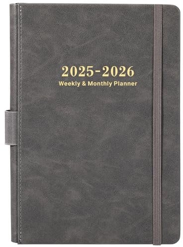 Diary 2026 - Diary 2026 A5 Week to View from January 2026 to December 2026, 14.6 X 21 cm, Monthly and Weekly Planner with Pen Holder, Inner Pocket and 40 Notes Pages, A5 Size, Grey