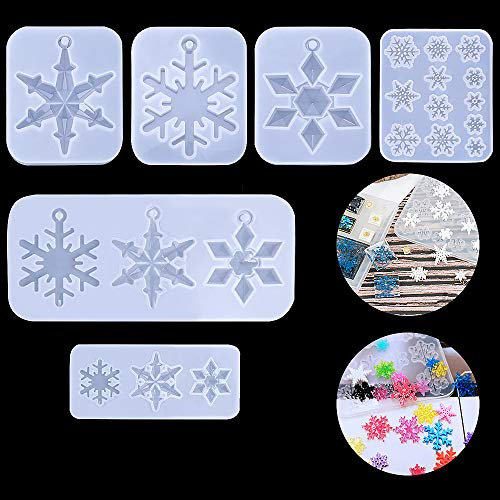 Resin Gießharz Silikonform 6Pcs Schneeflocke Schmuckherstellung Formen Silikon Armband Formen Epoxy Gussform Silikon Klare Schmuckherstellung Formen für die Dekoration DIY Harz Handmade Craft Making