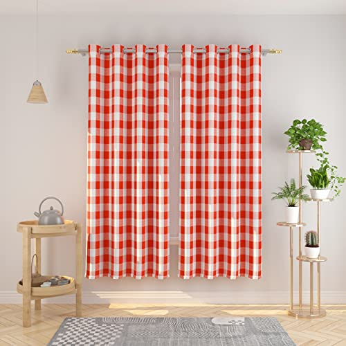 Natus Weaver Buffalo Karierte Vorhänge, 183 cm lang, Kellermotiv, Rot und Weiß, Vichy-Muster, Küchenfenster, Vorhänge, Wohnzimmer, kariert, Schlafzimmer, Ösen, Fensterbehandlung, 2 Paneele