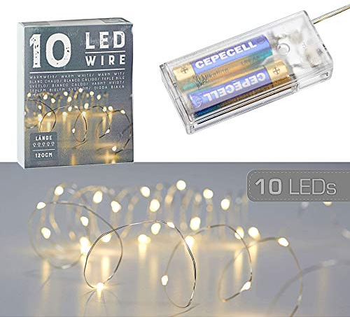 Mikro Draht Lichterkette Stern warmweiß silber Batterie Deko Beleuchtung Weihnachten (1 x 10 LED Mikro-Draht Lichterkette)