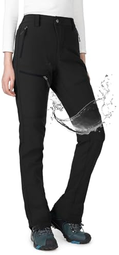 Wespornow Damen Wanderhose Wasserdicht Thermohose Gefüttert Outdoorhose Softshellhose Skihose Warm Ski Pants Women Schneehose Kletterhose Jagdhose Trekkinghose Winter Regenhose（Schwarz,L）