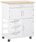 HOMCOM Carrello da Cucina con 9 Portabottiglie, 3 Ante, 4 Ruote e Cassetto, Mobiletto Cucina Salvaspazio con Piano in Legno di Gomma, 67x37x87 cm, Bianco e Rovere