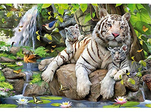 Puzzle 3000 Teile - Jigsaw Puzzle für Erwachsene - Buntes Puzzle 3000 Teile Erwachsene, Motiv: Drei Tiger, 3000 Teile Puzzle, Puzzle Erwachsene 3000 Teile, Puzzel,3000 Puzzle-48.03x31.88 Zoll (122 x