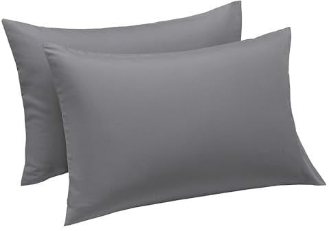 Aspire Homeware Pillow Cases 2 Pack – 100% Brushed Microfiber Grey Pillowcases Super Soft Envelope Closure Pillow Cover (50x75cm)
