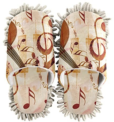 PUXUQU Zapatillas de limpieza para mujer, violín musical, nota musical, piano para casa, zapatillas, limpieza del suelo, mopa para mujeres, hombres, niños, uso en interiores, multicolor, 36/39 EU