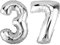 DekoRex Folienballon Silber 82cm Geburtstag Jubiläum Hochzeit Deko (Zahl 37)
