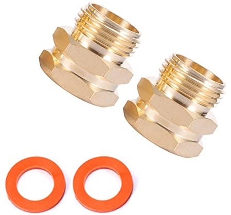 Kbrotech Adaptateur de tuyau d'arrosage en laiton, 3/4 GHT mâle x 3/4 NPT femelle, adaptateur GHT vers NPT raccord en laiton, tuyau d'arrosage en laiton aux raccords de tuyau connecter 2 pièces