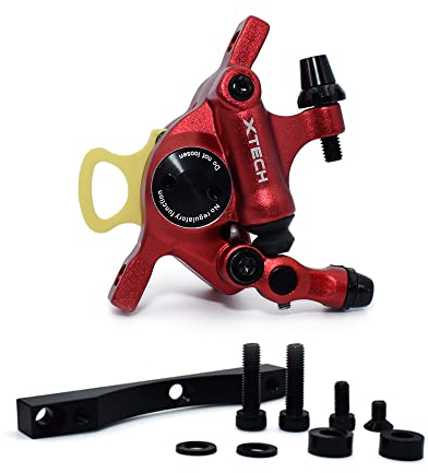 AKTECH Pince de Frein à Disque hydraulique pour Trottinette électrique Compatible avec Xiaomi M365 Pro avec Support, Plaquettes de Frein et vis (Rouge)
