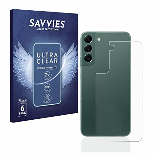 savvies Protector Pantalla para Samsung Galaxy S22 Plus 5G (Trasero) (6 Unidades) Película Ultra Transparente