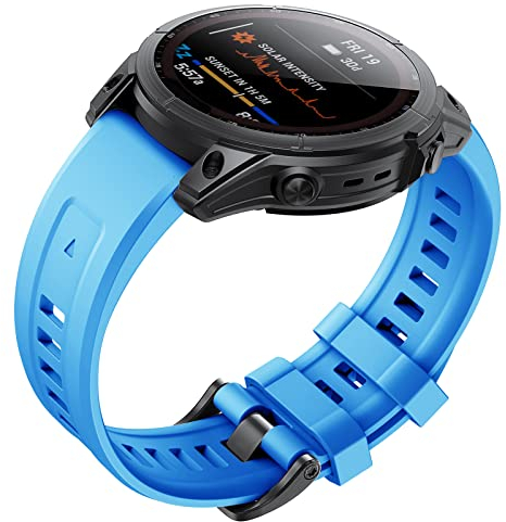 ANBEST Armband für Garmin Fenix 7X Pro/6X Pro/Fenix 5X Armband, 26mm Schnelle Passform Ersatzarmband für Fenix 6X/5X Plus/Epix Pro 51mm/Enduro/Descent MK2/MK1/Fenix 3/3HR Armbänder, Blau