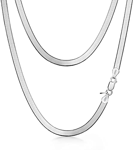 Amberta Damen Flache Schlangen Halskette aus 925 Sterling Silber: 4.5 mm 45 cm
