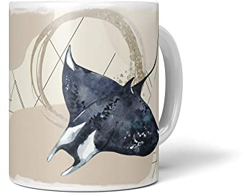 Paul Sinus Dekorative Tasse mit schönem Motiv Rochen Riesenrochen Manta einzigartiges Design Pastellton