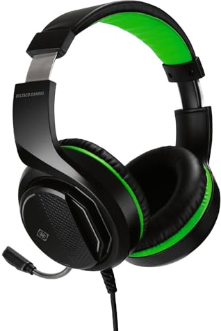 DELTACO Gaming Stereo-Gaming-Headset für Xbox Series S/X, 1 x 3,5-mm-Anschluss, Schwarz/Grün